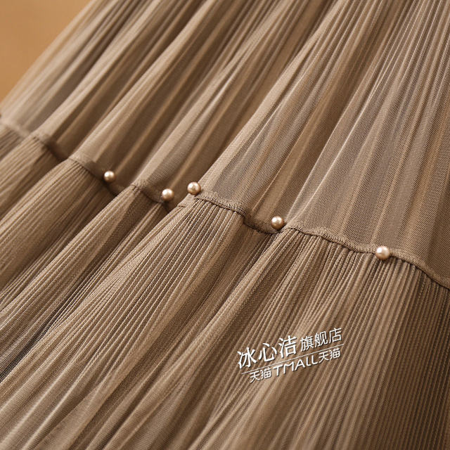2025 autumn and winter new style two-sided tulle skirt cake skirt for women autumn and winter mesh pleated small skirt long skirt