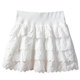 White heavy industry embroidery ruffle splicing cake skirt autumn and winter new high waist slim anti-exposure short skirt for women