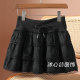 Design-sensory bow drawstring lace short skirt skirt for women 2025 autumn and winter lace velvet cake umbrella skirt