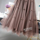 Autumn and winter bow irregular gauze skirt skirt autumn and winter women's 2025 two sides wearing mesh skirt pleated skirt long skirt
