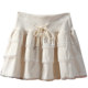 Design-sensory bow drawstring lace short skirt skirt for women 2025 autumn and winter lace velvet cake umbrella skirt