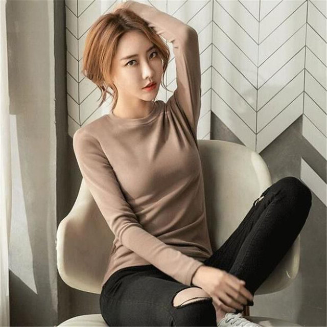 Extra large size fat mm300Jin [Jin is equal to 0.5kg] German velvet round neck bottoming shirt for women autumn and winter inner top, fashionable plus velvet long-sleeved T-shirt