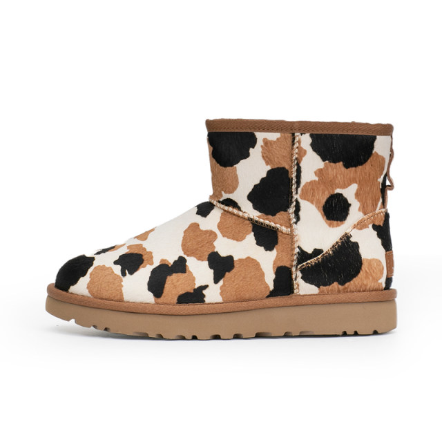 UGG autumn and winter new women's classic boots, cow pattern mini short tube snow boots 1123353