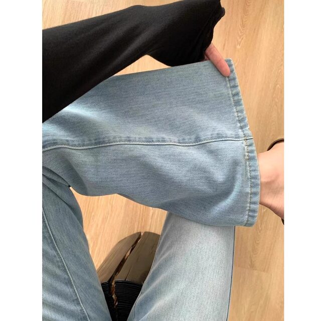 Do not stick the legs, straight jeans, girl autumn and winter plus dill fat mm high waist loose, thin leg flared pants