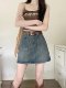 Cement grey hot girl denim skirt for women in summer high waist slim large size fashionable hip-pack skirt versatile A-line skirt
