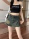 Retro denim skirt for women in summer design large size hip skirt high waist A-line short skirt anti-exposure skirt pants