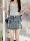 Black denim skirt for women in summer design niche large size hip skirt high waist A-line anti-exposure skirt pants
