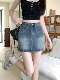 Retro hot girl denim short skirt for women in summer, small high-waisted, large size slim and anti-exposure A-line hip-pack skirt