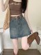 Cement grey hot girl denim skirt for women in summer high waist slim large size fashionable hip-pack skirt versatile A-line skirt
