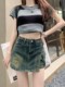 High-waisted denim short skirt for women in summer 2024 new design hot girl hip trousers skirt large size A-line skirt