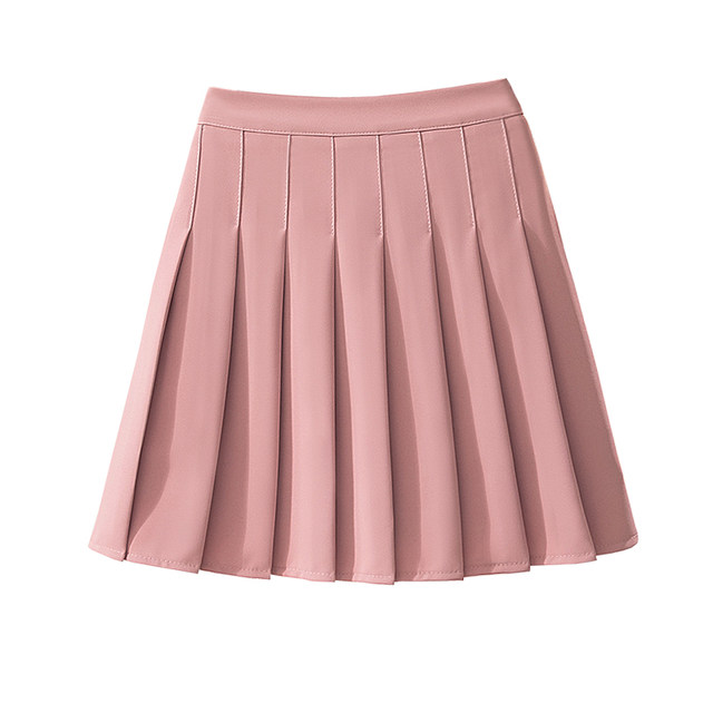 Pure pink girl style jk pleated skirt women 2024 summer high waist a line short skirt extended zipper skirt