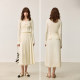 
LILY autumn new women's clothing elegant gloss OL commuting versatile double-layer pleated skirt white half-body long skirt