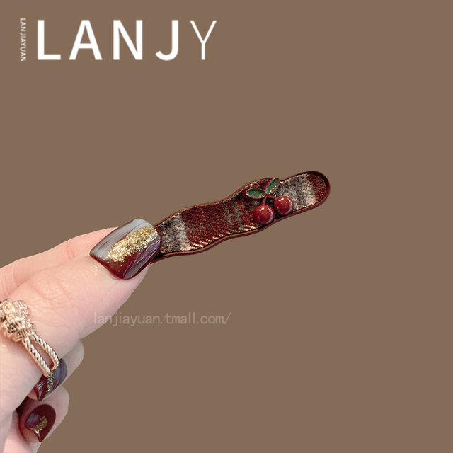 
New sweet girl cute fruit cherry hair clip college style pattern alloy duckblade clip bang clip