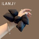 New autumn and winter black cotton bow hair ring fashionable hair rope tie ponytail head rope large intestine circle headdress for women
