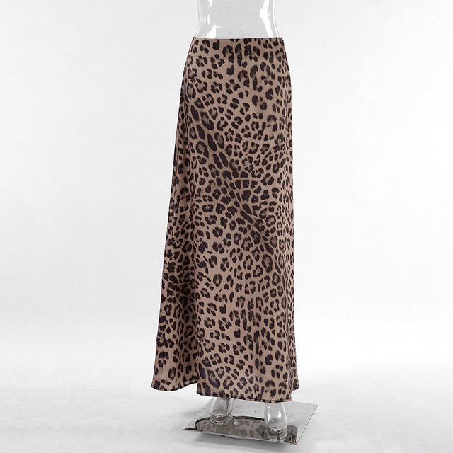 Street temperament hot girl gray brown tone leopard printing fishtail half -body skirt spring and summer sexy temperament versatile long skirt
