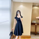 French Hepburn style black strapless dress for women summer 2025 new style slimming suspender skirt for small fat mm