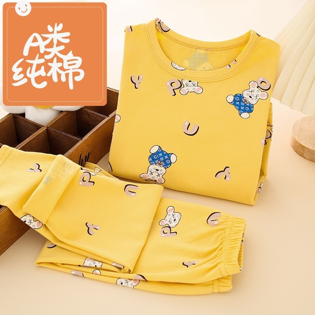 Children's autumn clothes and autumn pants suits for lyca girls pajamas girls home clothes baby base cotton thermal underwear

