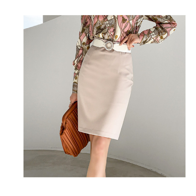 Professional skirt women's spring and summer solid color one-step skirt temperament mid-length suit short skirt OL hip-covering skirt work skirt