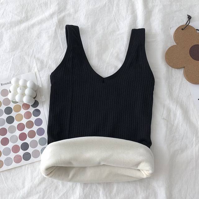 
2025 autumn and winter new style plus velvet and thickened warm V-neck vest for women to wear outside and inside, versatile slimming vest for women