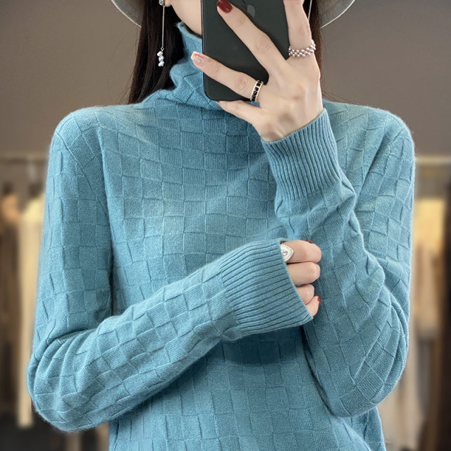 Lazy style pile collar sweater for women in autumn and winter loose large size 2023 new temperament long-sleeved turtleneck knitted base shirt