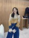 Season clearance~ Contrast color loose mohair sweater for women in autumn round neck Korean sweet lazy knitted sweater