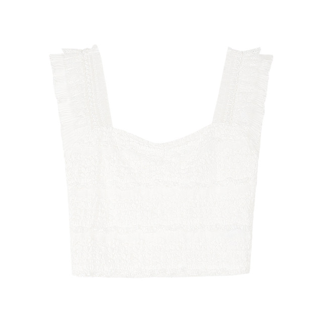 Chenmi Fan Lace sling top for women short slim design summer white sleeveless shirt
