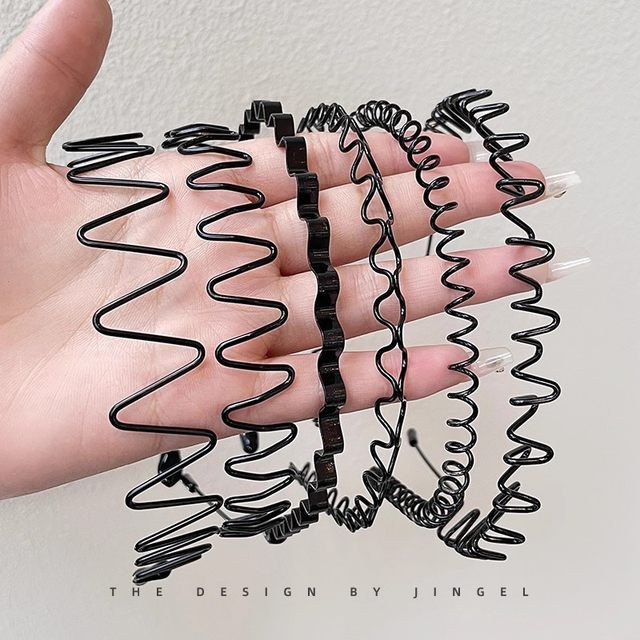 Black invisible metal style sports headband men's back head high skull face wash headband non-stretching hairpin headgear