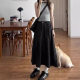American dark gray work skirt with large size drawstring cover hips and quick-drying A-line umbrella skirt fat mm slimming skirt autumn
