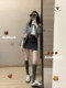 Autumn outfits a complete set of salt-style light-cooked and mature Hong Kong style retro chic knitted cardigan skirt two-piece suit for women

