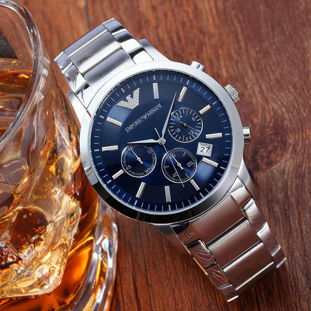 Armani Amani Watch Men's Multi -Functional European and American Business Leisure Mentis Watch Three Eye Steel Tibetan Table AR2448