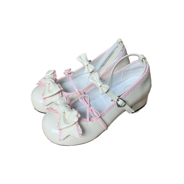 Nanny Party original authentic lolita low heel flat bottom round toe cute sweet girly lolita lo shoes