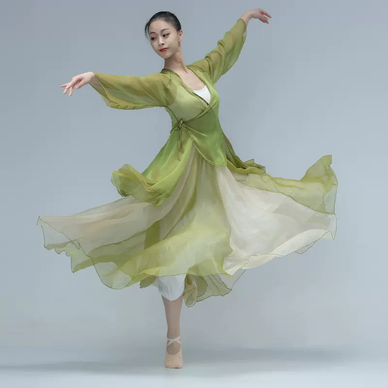 舞蹈练功服女身韵纱衣舞蹈服装飘逸古典舞演出服民族
