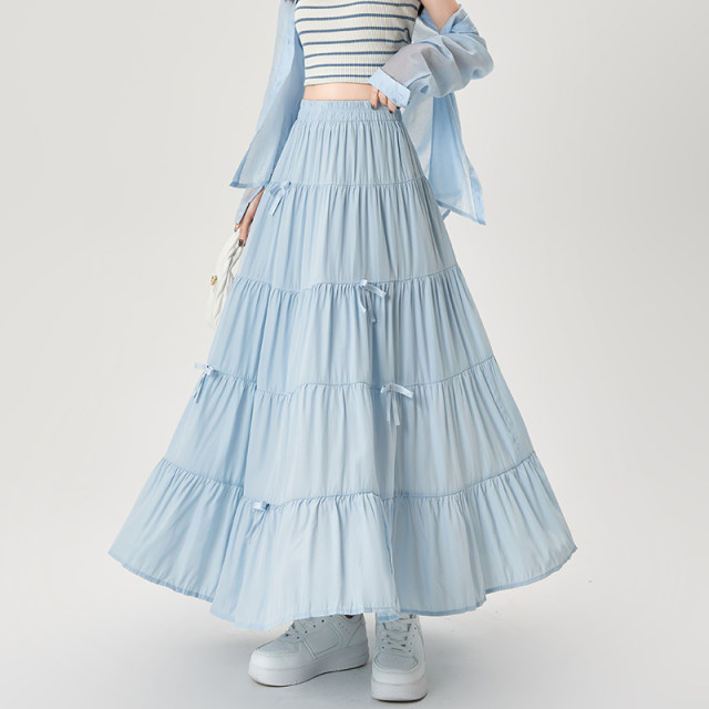 Women's 2025 new summer sweet age-reducing medium-length high waist drooping A-line large umbrella skirt