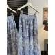 Puffy cake skirt for women 2025 new summer high waist retro tie-dye fairy-like mesh long skirt