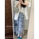 Puffy cake skirt for women 2025 new summer high waist retro tie-dye fairy-like mesh long skirt