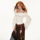 MAMC lantern sleeve white shirt women's tops in autumn fashion new waist-hugging high-end temperament long-sleeved shirt jacket