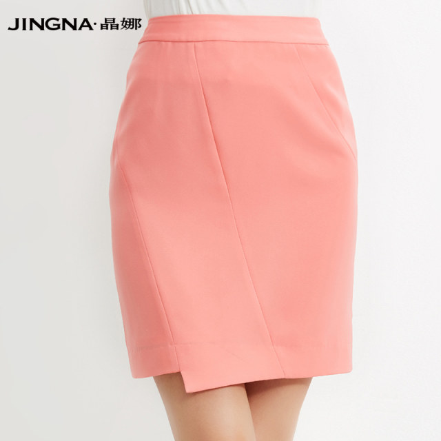 Jingna brand women's new asymmetric bag hip skirt pomegranate red temperament wild short skirt professional suit skirt