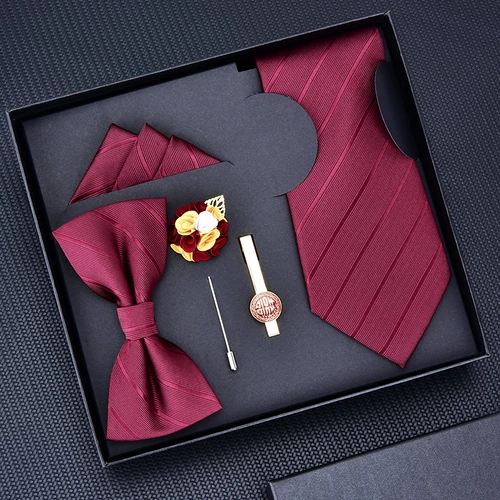 Мужская подарочная коробка, красный галстук с молнией, галстук-бабочка, комплект
