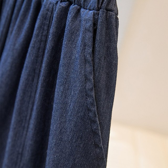 Large size women's elastic high waist tensile denim skirt summer fat mm irregular versatile ruffled A-line skirt