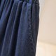 Large size women's elastic high waist tensile denim skirt summer fat mm irregular versatile ruffled A-line skirt