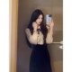 XZY Miu-style fake two-piece lace velvet dress for women 25 years autumn high-end dress