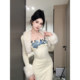 XZY Slightly fat new Chinese style one-shoulder slim slit cheongsam hip skirt for women 25 years winter furry shawl coat