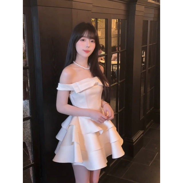 XZY slightly fat and gentle golden style bow dress for women 25 years summer high-end feeling waist-hugging puffy dress