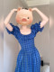 XZY/Xin Zhengyan Fat mm French temperament blue plaid ruffled dress for women summer slim princess long skirt