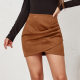 3 Amazon suede solid color hip-pack skirt autumn and winter pile pleated irregular zipper short skirt cross-border women's clothing 712
