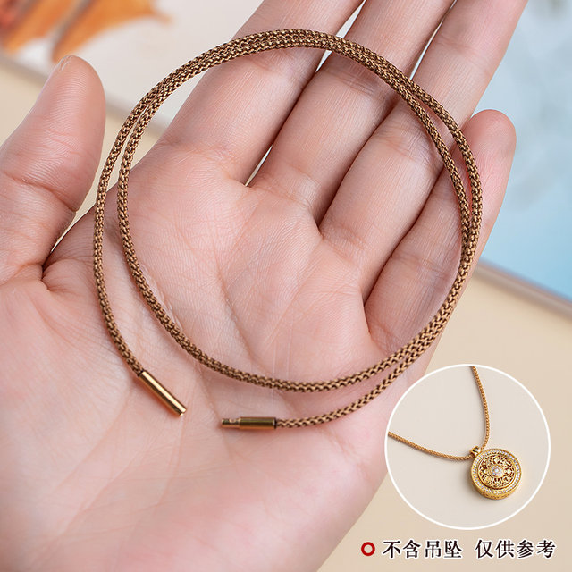 Small jade line pendant cross necklace rope gold pendant lanyard men and women 2mm short collarbone chain silver jewelry jade