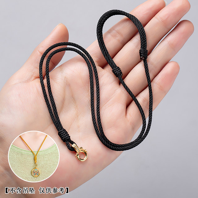 Jade pendant rope, gold pendant rope, versatile, straight-fitting women's wax leather rope, jade jade buckle head, necklace hanger