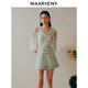 MAXRIENY European style gardening style off-shoulder flared sleeve chiffon shirt pastoral style printed top
