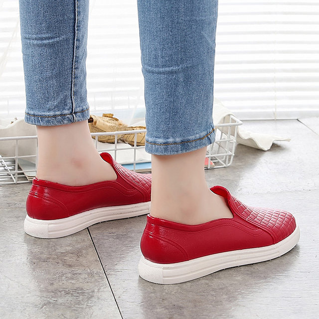 Waterproof plastic shoes women's low-top rain boots kitchen non-slip water shoes casual short-tube shallow-mouth rain boots plus size 41-44