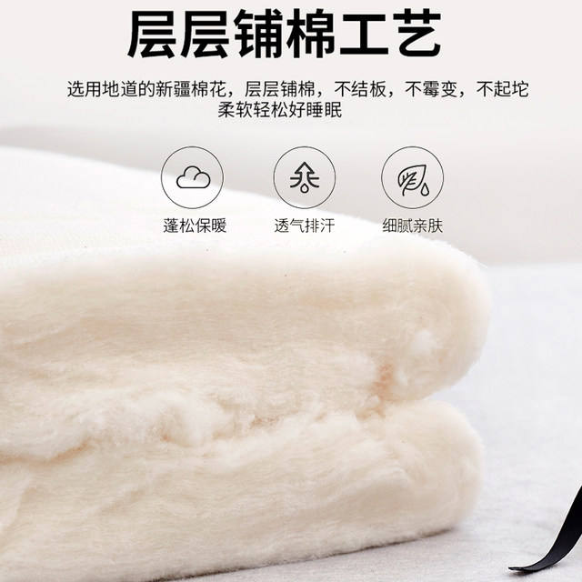 Xinjiang cotton quilt first -class high -quality long velvet quilt winter is thickened warm cotton woolen mattress handmade genuine